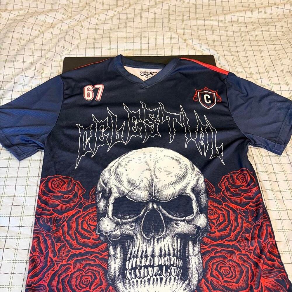 Eighty Eight Celestial Skull Navy Blue Jersey Size XL